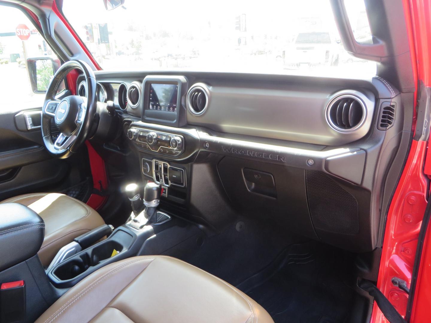 2020 Red /TAN Jeep Wrangler Unlimited Rubicon (1C4HJXFN8LW) with an 2.0L L4 DOHC 16V TURBO engine, 6A transmission, located at 2630 Grass Valley Highway, Auburn, CA, 95603, (530) 508-5100, 38.937893, -121.095482 - Featuring a brand new set of 17" Fuel Recoil wheels and 35" Toyo RT trail tires. - Photo#40