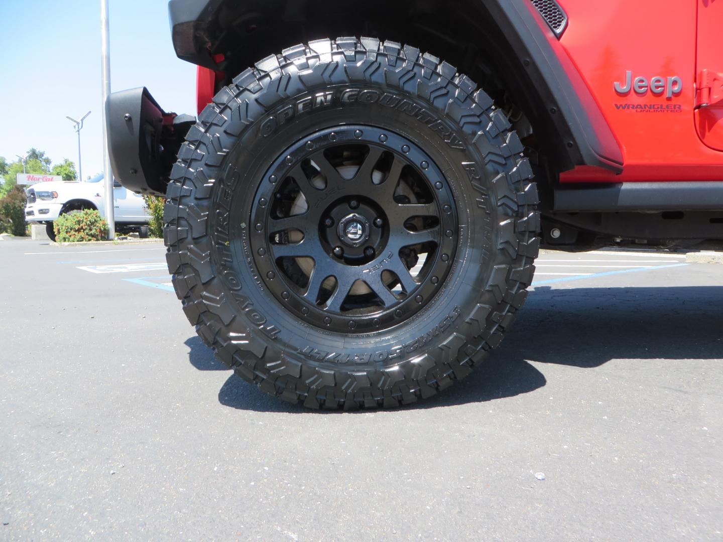 2020 Red /TAN Jeep Wrangler Unlimited Rubicon (1C4HJXFN8LW) with an 2.0L L4 DOHC 16V TURBO engine, 6A transmission, located at 2630 Grass Valley Highway, Auburn, CA, 95603, (530) 508-5100, 38.937893, -121.095482 - Featuring a brand new set of 17" Fuel Recoil wheels and 35" Toyo RT trail tires. - Photo#8