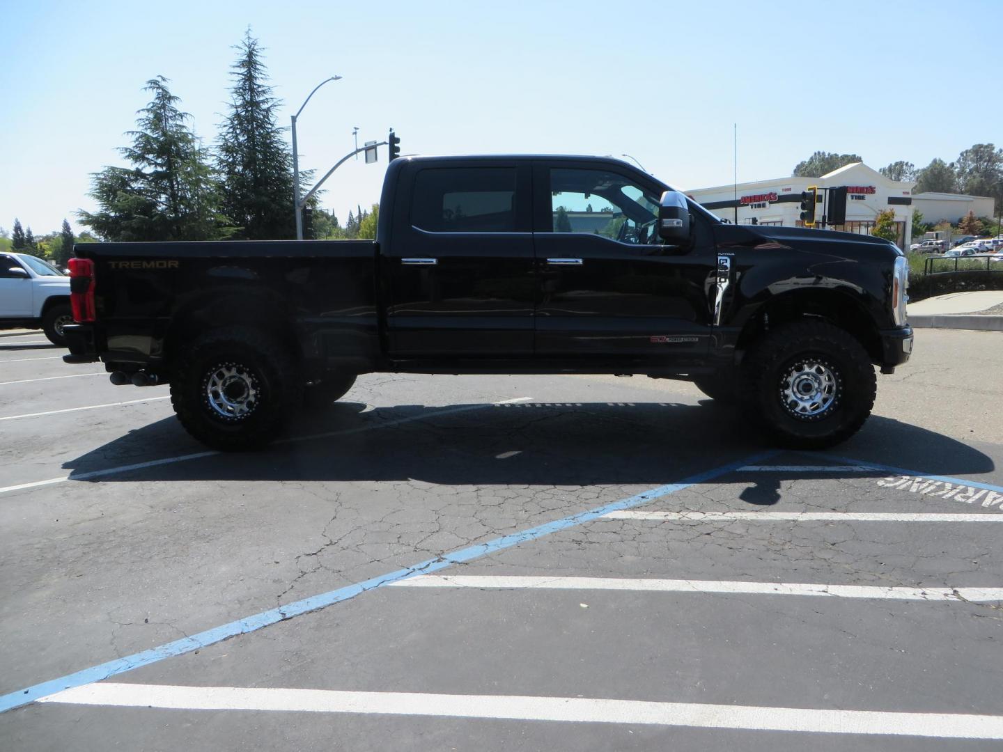 2023 Ford F-350 SD Platinum Crew Cab Short Bed 4WD (1FT8W3BM7PE) with an 6.7L V8 OHV 16V DIESEL engine, 6A transmission, located at 2630 Grass Valley Highway, Auburn, CA, 95603, (530) 508-5100, 38.937893, -121.095482 - Features a BDS 3" radius arm suspension system, Fox 2.0 Shocks, 17" KMC Beadlock wheels with Powdercoated black rings and ARP hardware, 37" Toyo RT trail tires, and a factory slim line bug deflector. - Photo#3