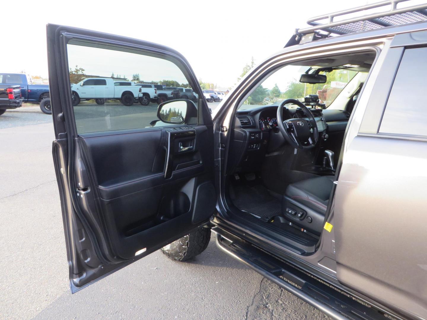 2019 CHARCOAL /BLACK Toyota 4Runner TRD Off-Road Premium 4WD (JTEBU5JR8K5) with an 4.0L V6 DOHC 24V engine, 5A transmission, located at 2630 Grass Valley Highway, Auburn, CA, 95603, (530) 508-5100, 38.937893, -121.095482 - Looking for a 4Runner to start your overlanding adventures? Check out this TRD Off-Road Premium Featuring Dobinson suspension, TRD wheels, Toyo AT tires, Gobi Roof Rack and ladder, Rock Sliders, Baja Designs A pillar lights, C4 Skid Plate, Bug Guards, AVS window vetn visors, ICS dash mount, CB, Spri - Photo#18