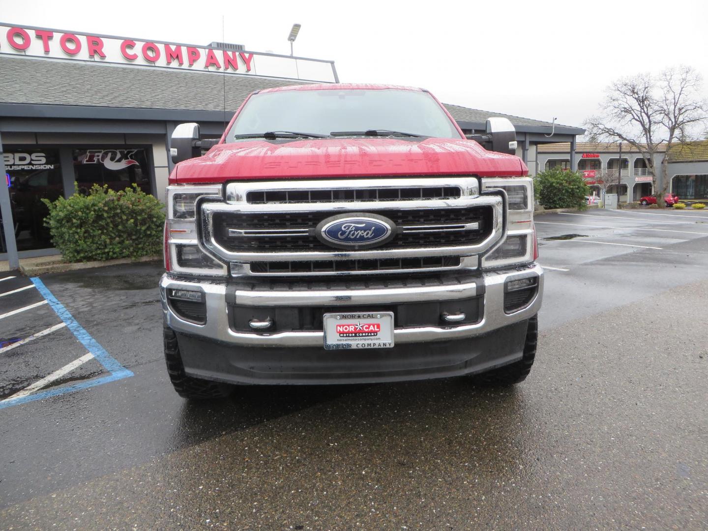 2020 Maroon /black Ford F-250 SD Lariat Crew Cab 4WD (1FT8W2BT1LE) with an 6.7L V8 OHV 16V DIESEL engine, 6A transmission, located at 2630 Grass Valley Highway, Auburn, CA, 95603, (530) 508-5100, 38.937893, -121.095482 - Features - 18" Method MR315 wheels, and 35" Nitto Ridge Grappler tires. - Photo#1