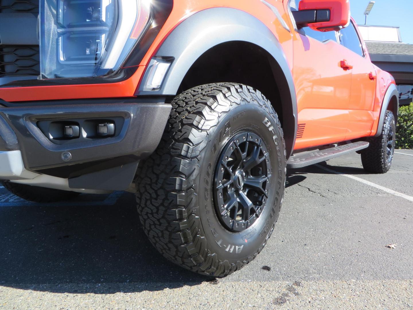 2023 Orange /Blue Ford F-150 Raptor 37 SuperCrew 4WD (1FTFW1RG4PF) with an 3.5 V6 engine, 6A transmission, located at 2630 Grass Valley Highway, Auburn, CA, 95603, (530) 508-5100, 38.937893, -121.095482 - Clean one owner Raptor 37 with Recaro Blue Accent seats, Pro Power Onboard 2K Generator, Power Tailgate, and Twin Panel Moonroof. - Photo#8